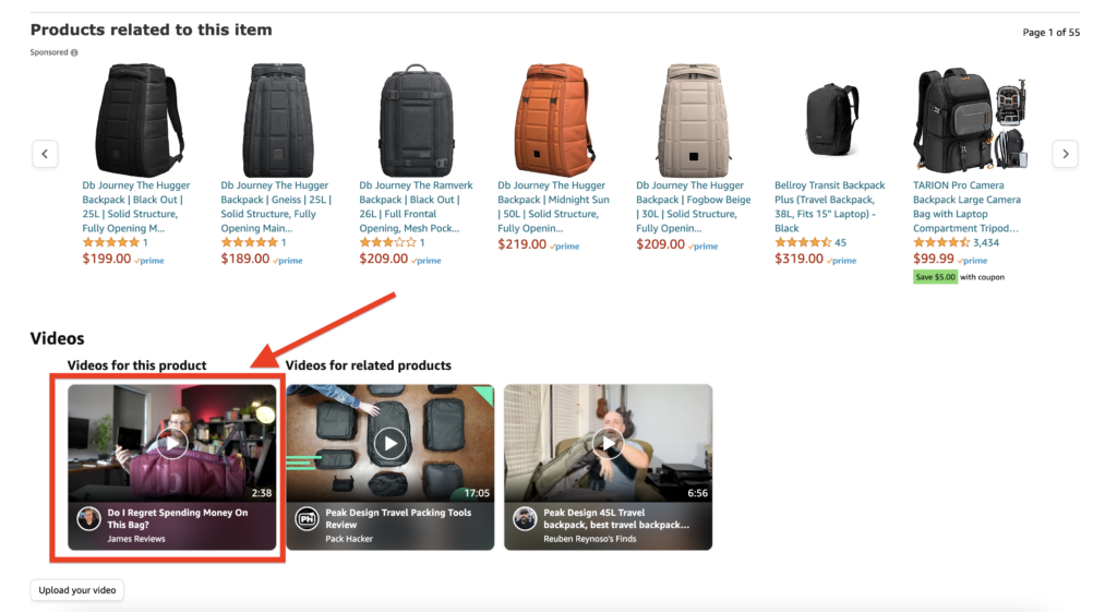 Amazon Influencer Videos on Product Listing