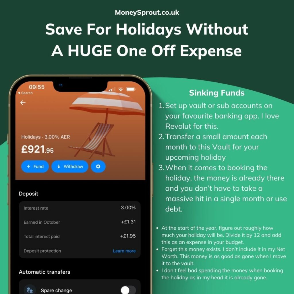 Save for holidays using sinkings funds